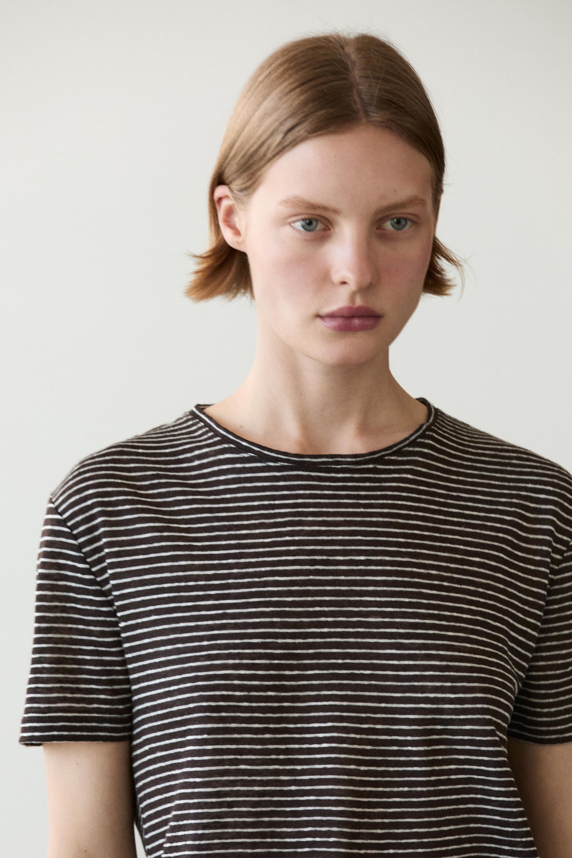 T-shirt rayé regular fit 100 % lin
